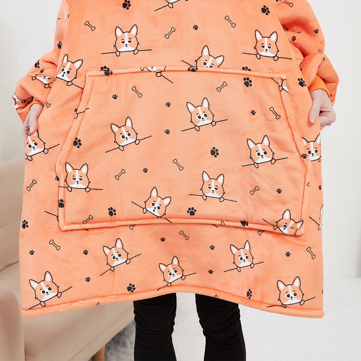 Oversized Flannel Hoodie Blanket