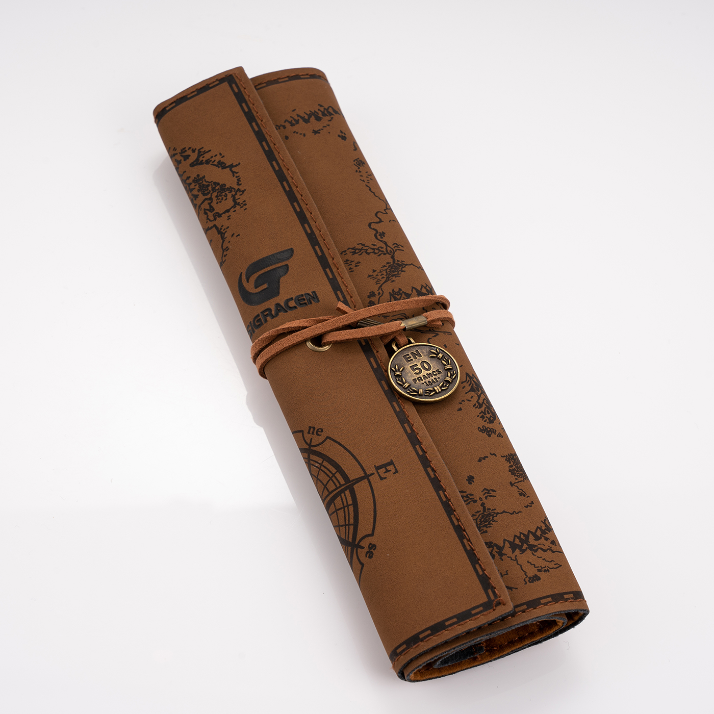 Personalized Leather PU Pencil Roll Up Case3