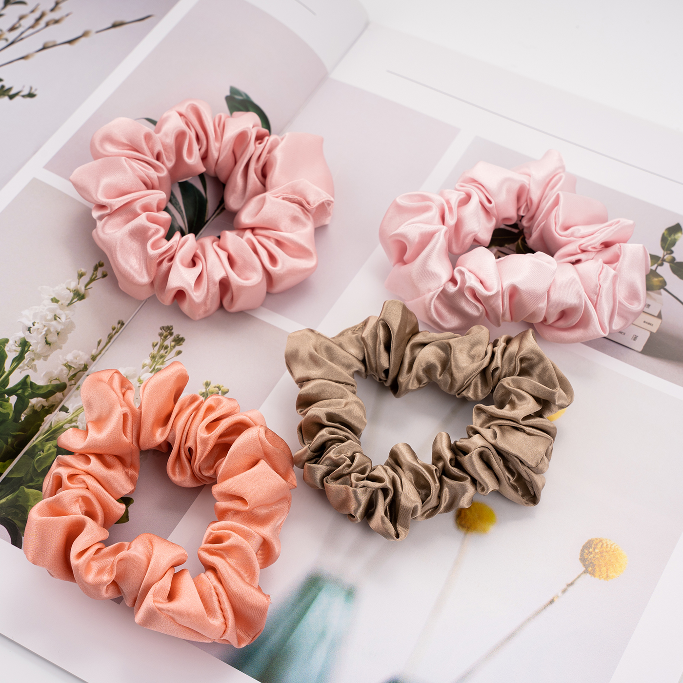 Silk Scrunchies Hair Tie Set1