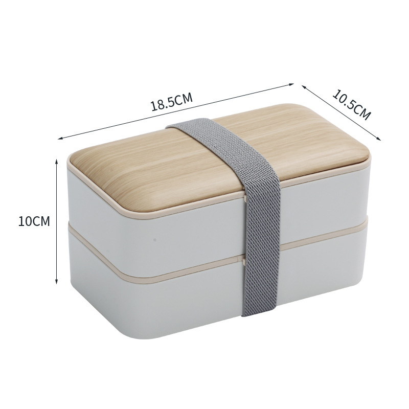 Double Layer Wood Grain Bento Box 3