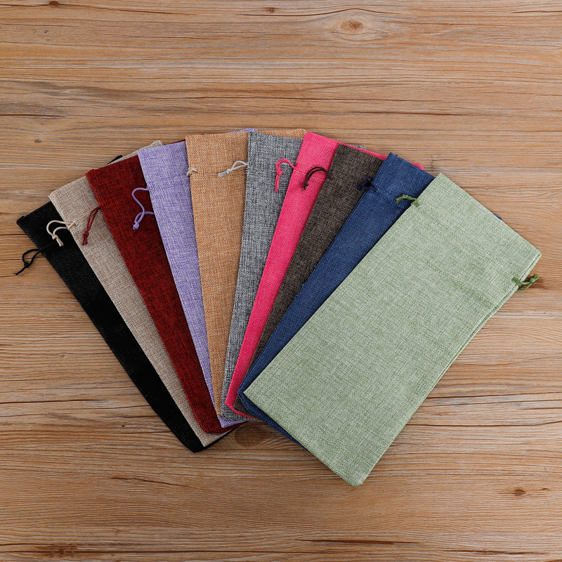 Personalized Drawstring Burlap Wine Bag2