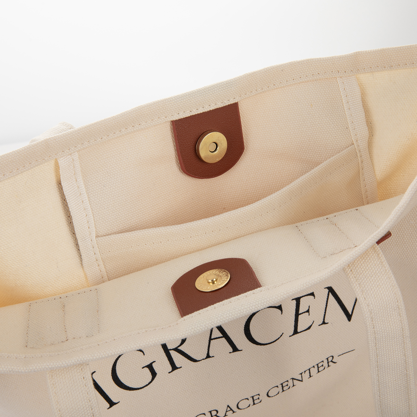 Embossed Leather Patch Canvas Bag2