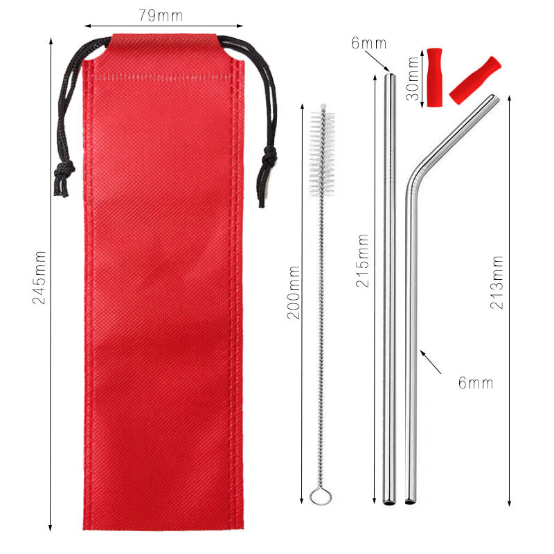 Reusable Drinking Metal Straw Set With Pouch4