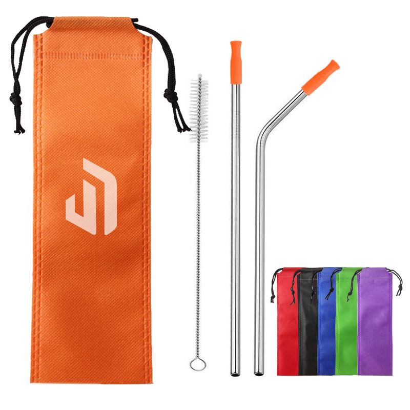 Reusable Drinking Metal Straw Set With Pouch