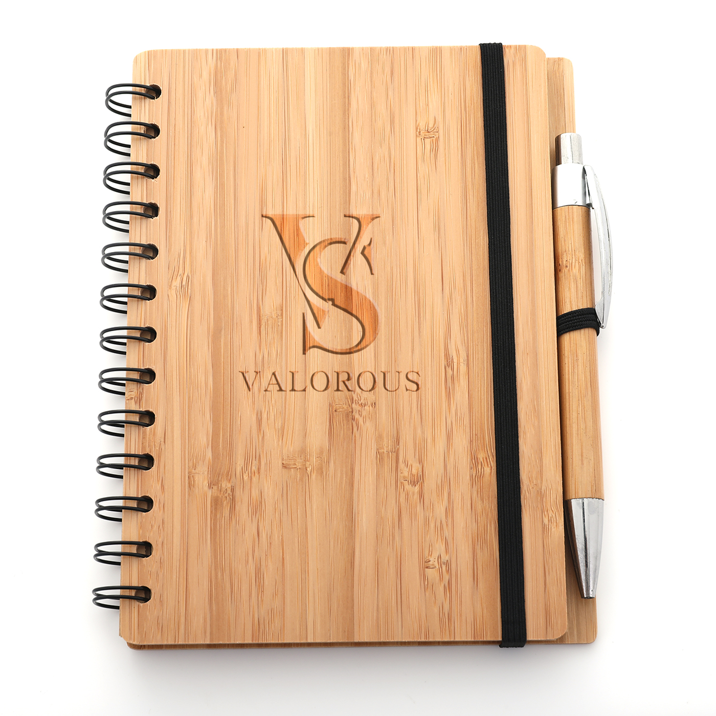 Bamboo Covered Notebook With Pen