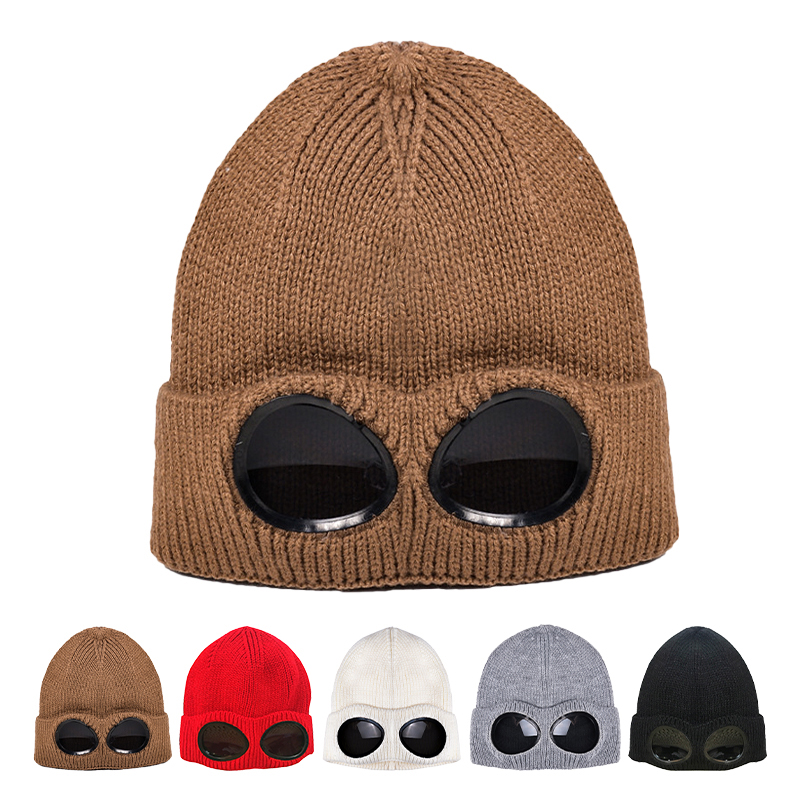 Wool Knitted Goggles Beanie
