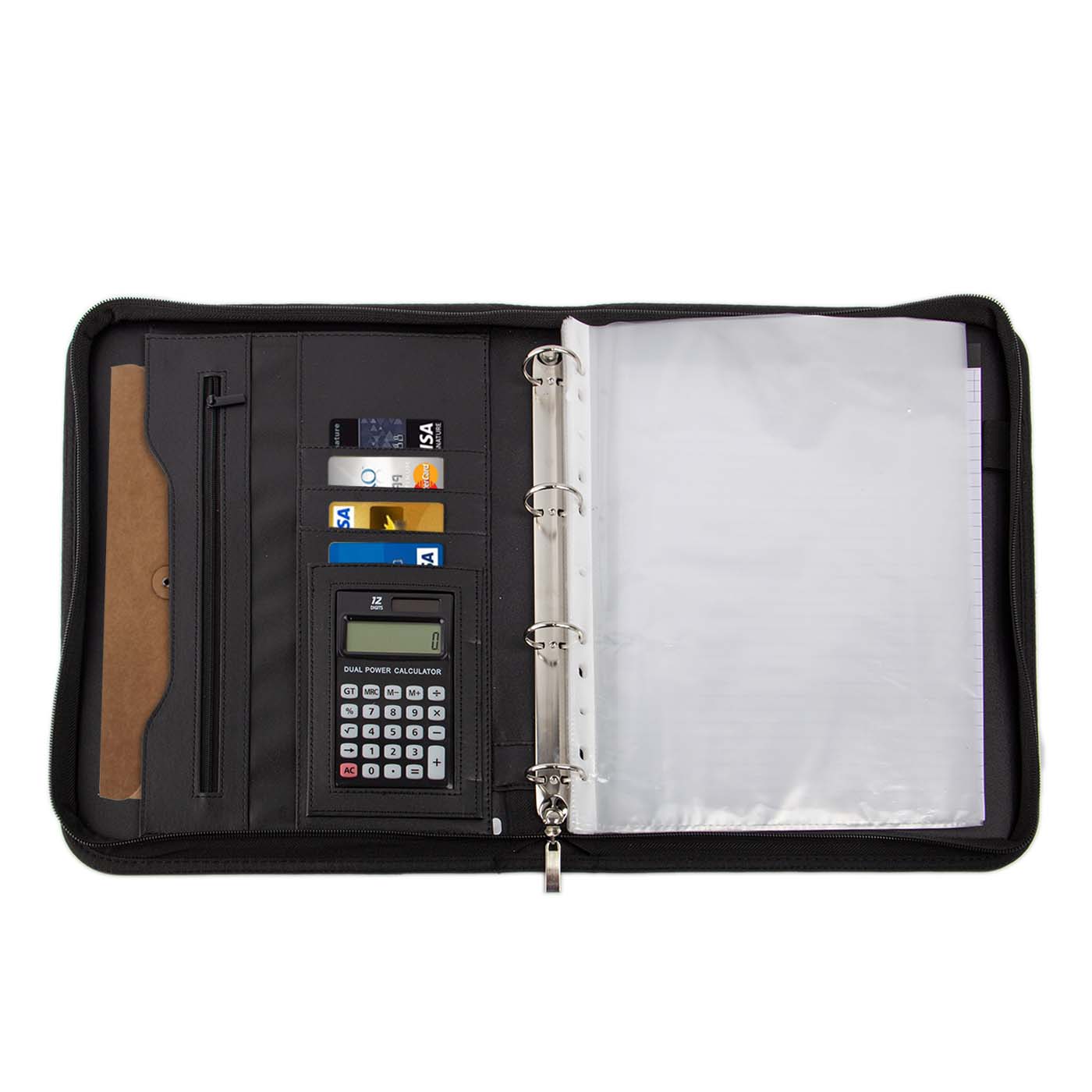 Zippered Ring Binder Padfolio With Calculator3