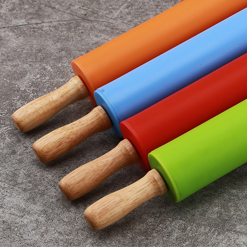 Custom Wooden Handle Silicone Rolling Pin 