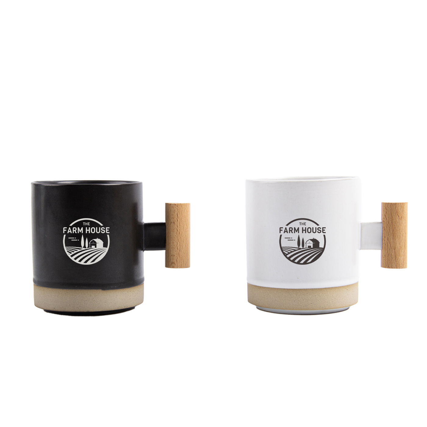 Wooden Handle Ceramic Mug