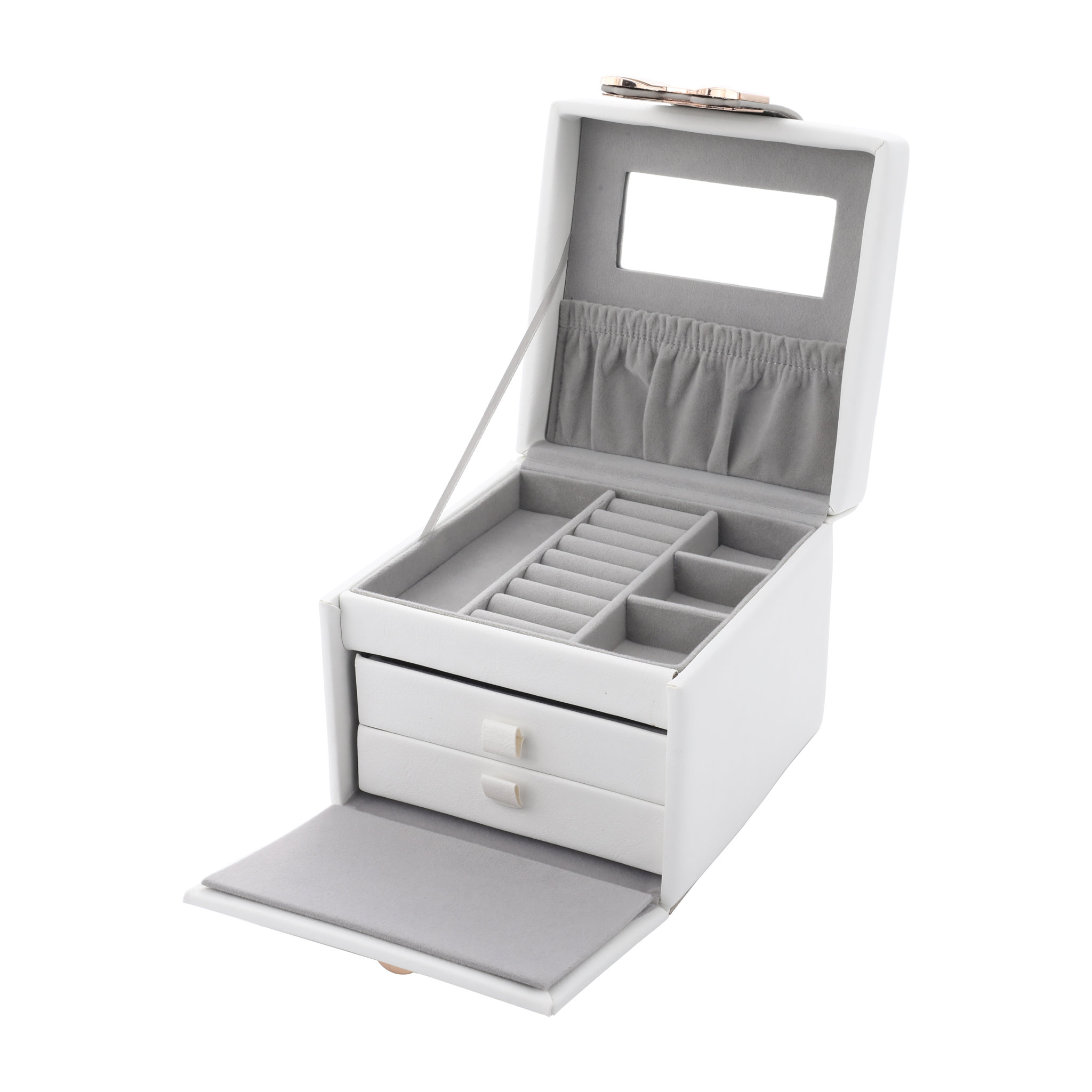 Custom Portable Square Jewelry Box With Mirror