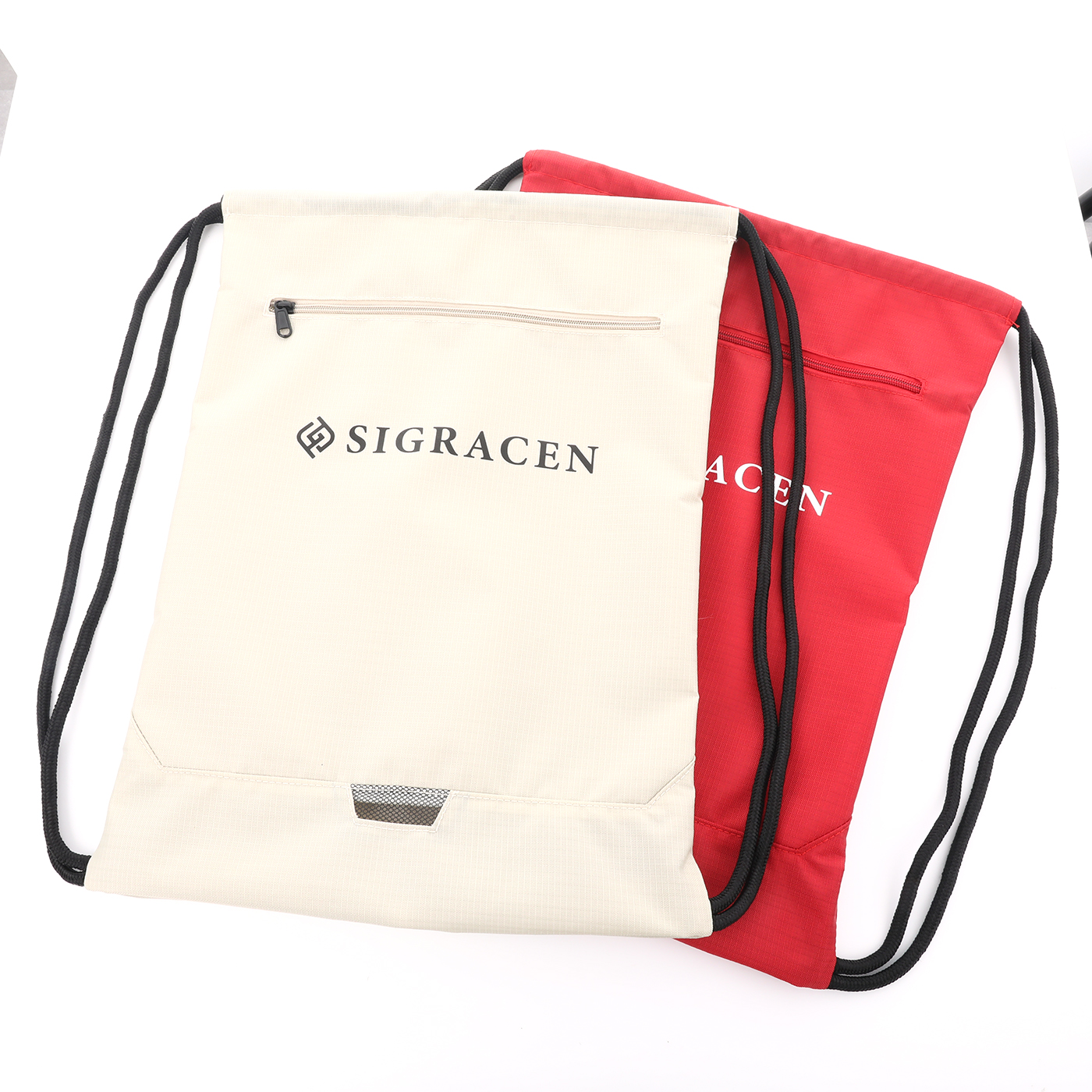 Zippered RPET Drawstring Backpack 