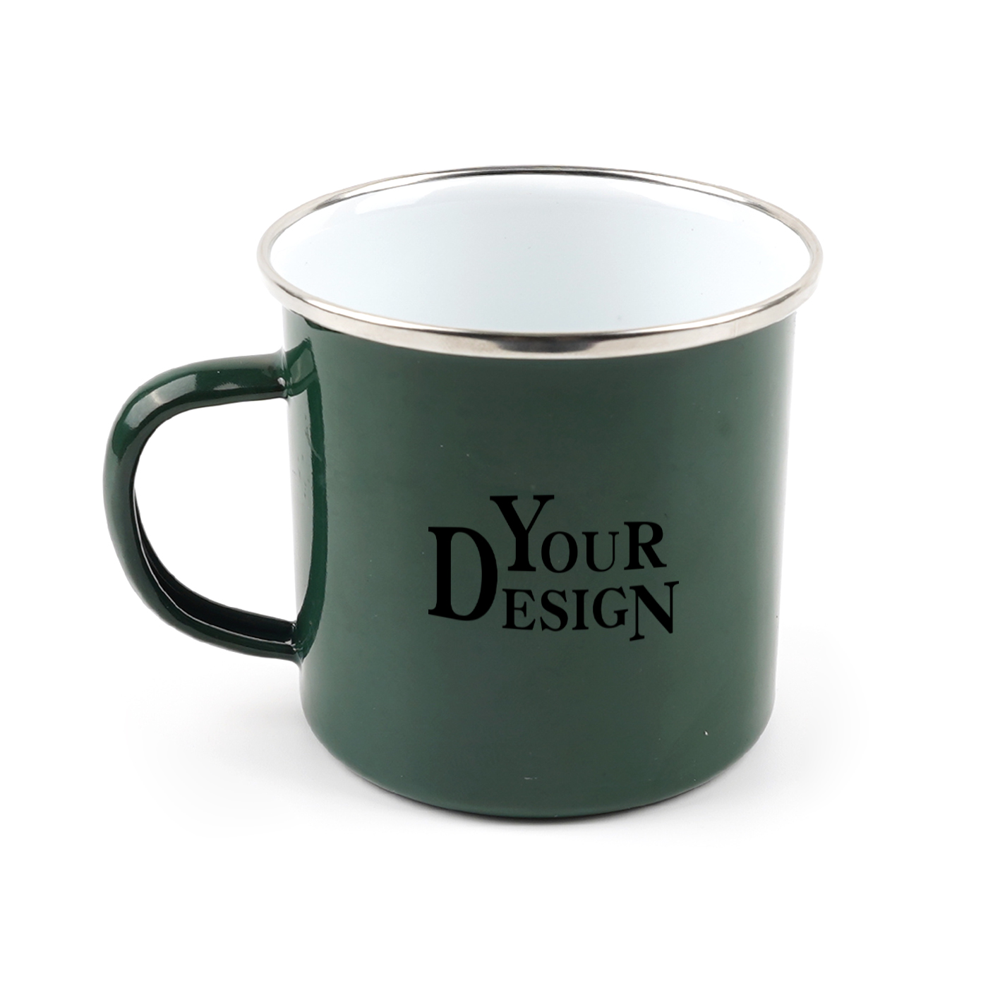 Personalized 12oz  Enamel Mug With Silver Rim1