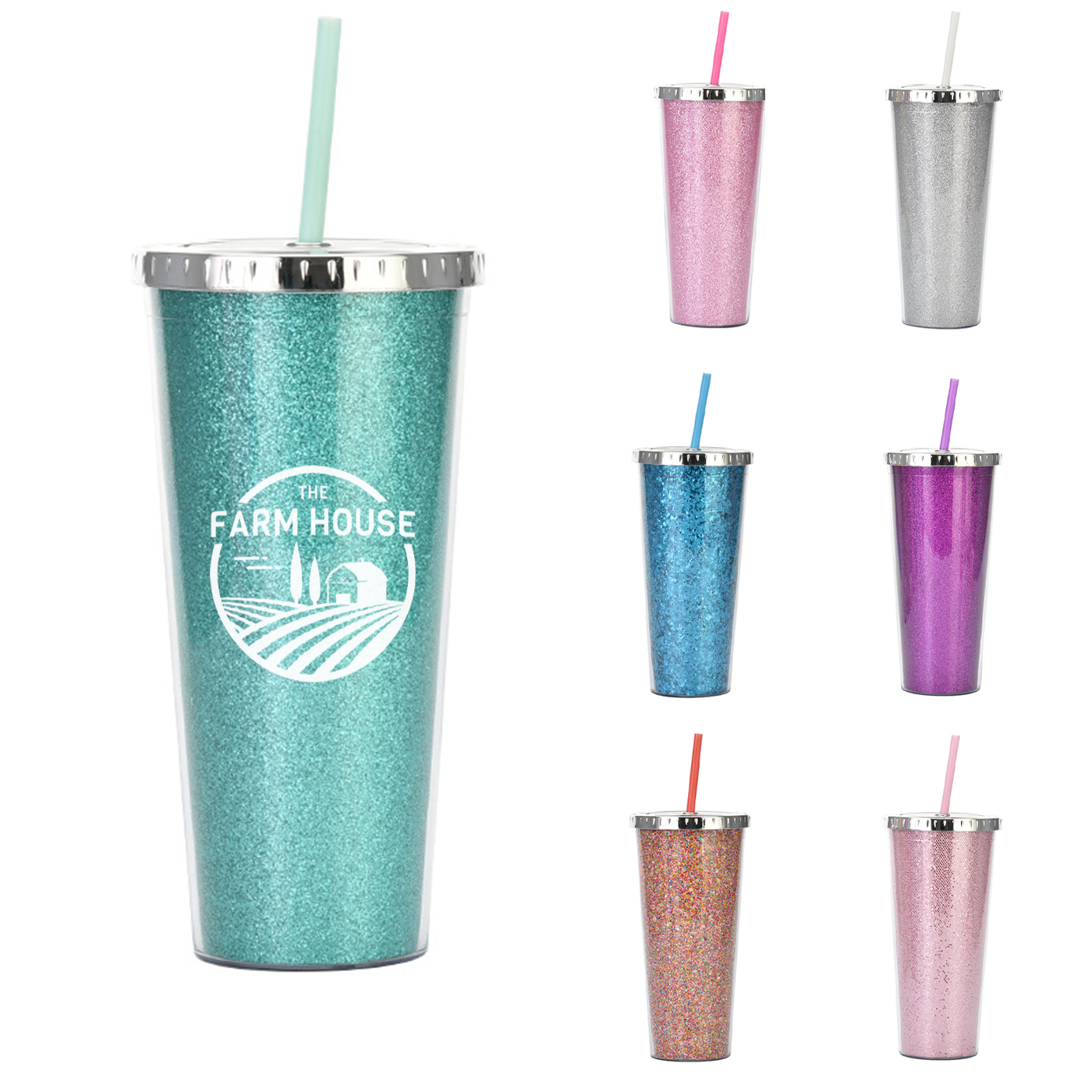 Custom 24 oz Double Walled Glitter Tumbler