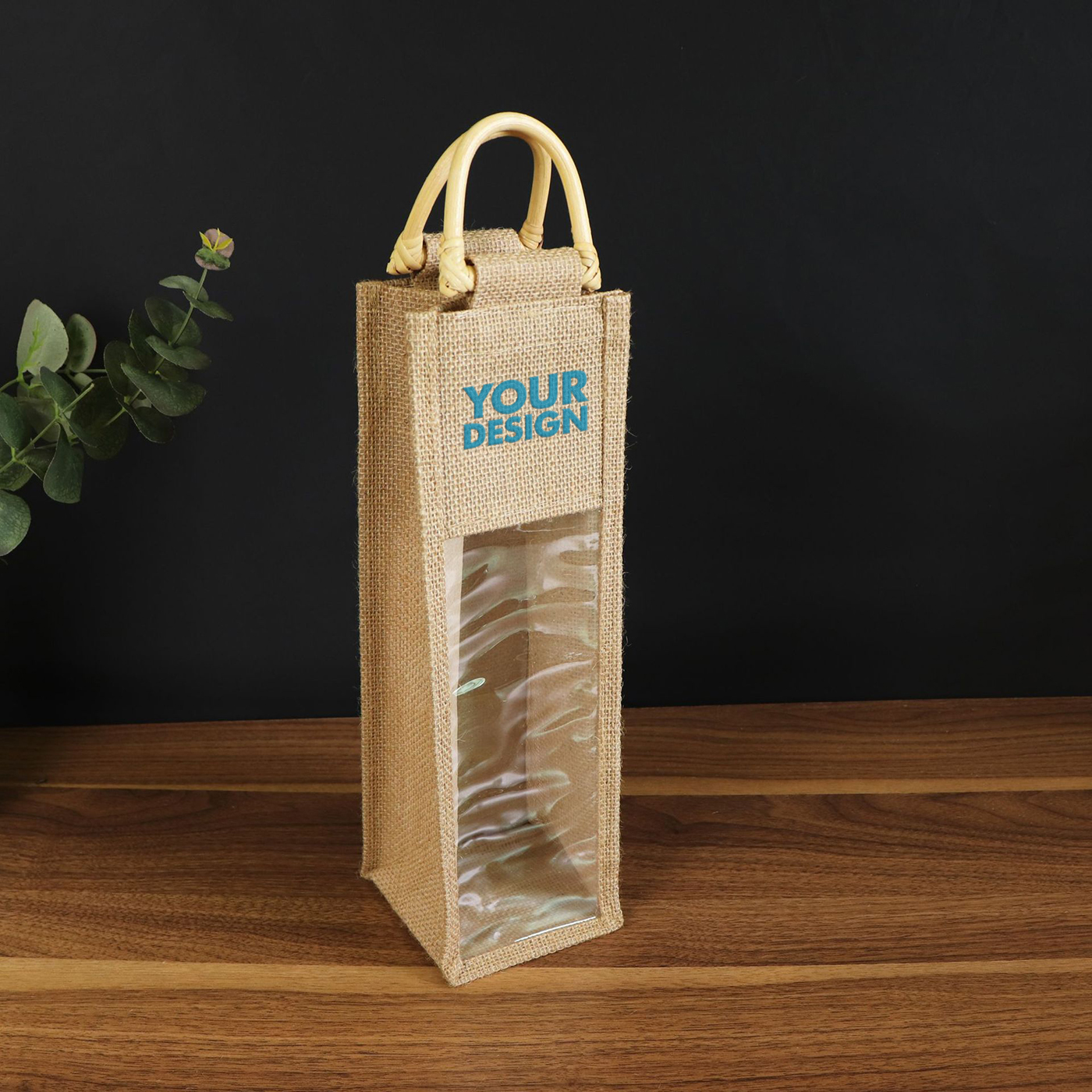 Jute Wine Gift Bag With Window1