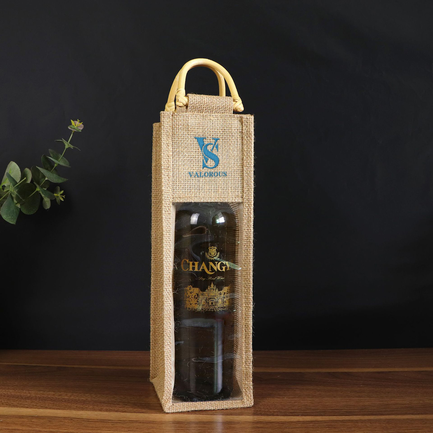 Jute Wine Gift Bag With Window