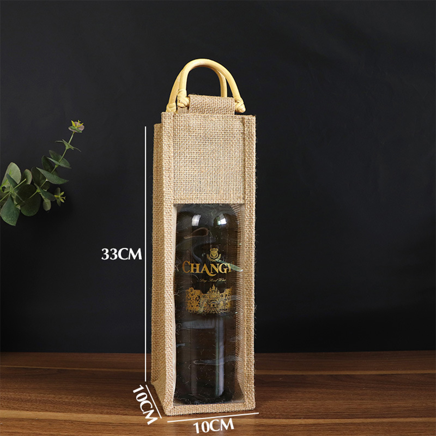 Jute Wine Gift Bag With Window3