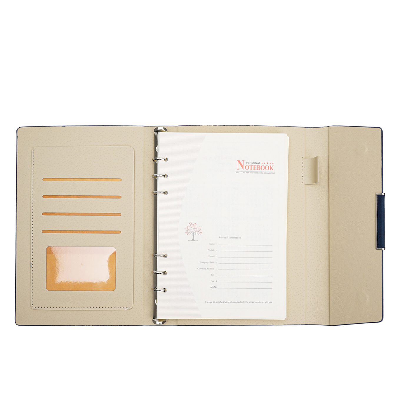 Custom Leather Tri Fold Loose Leaf Notebook3