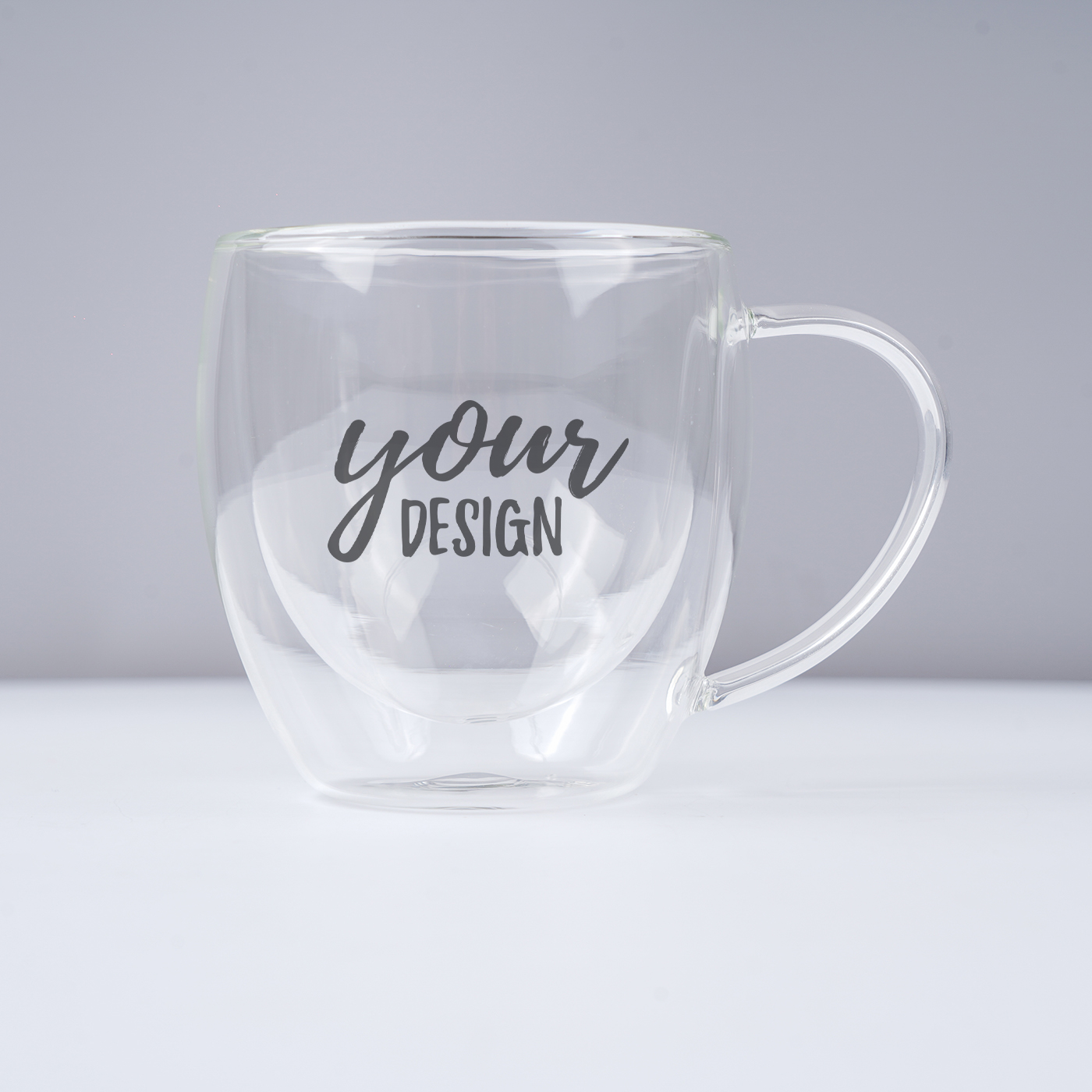 Custom 8 oz Clear Double Wall Glass Cup