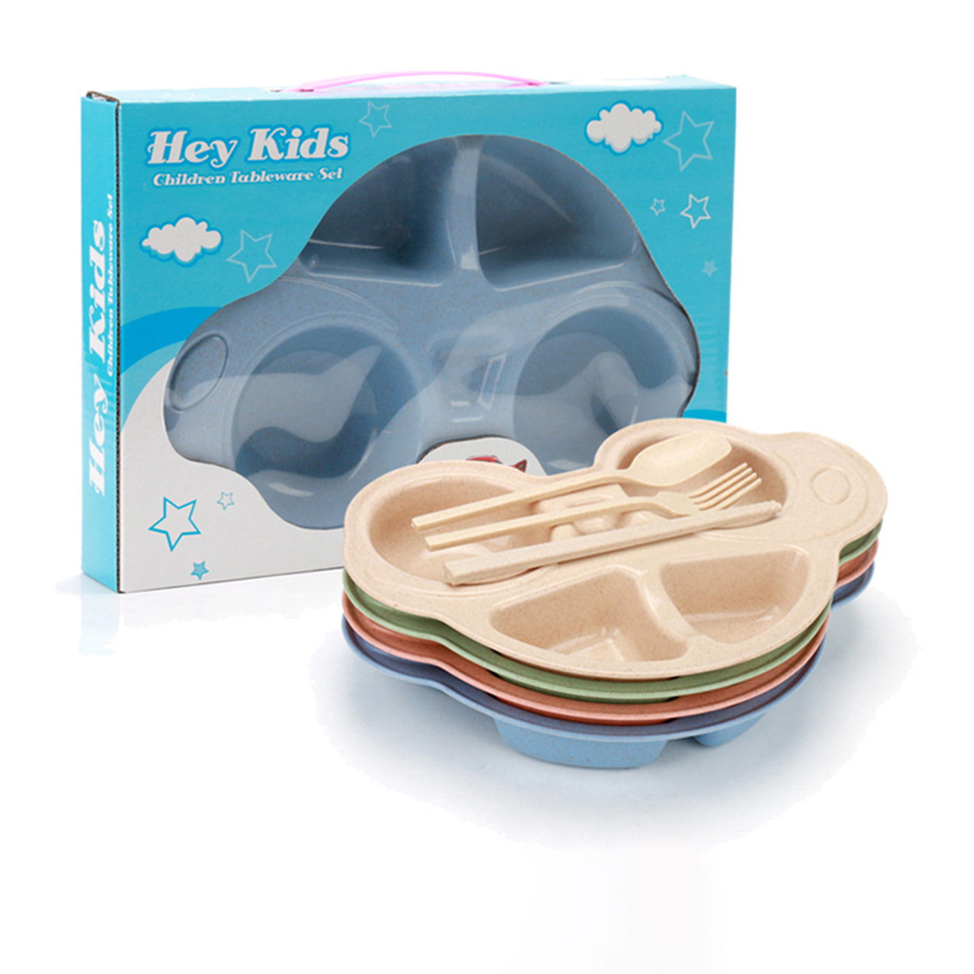 4PCS Wheat Straw Dinnerware Set