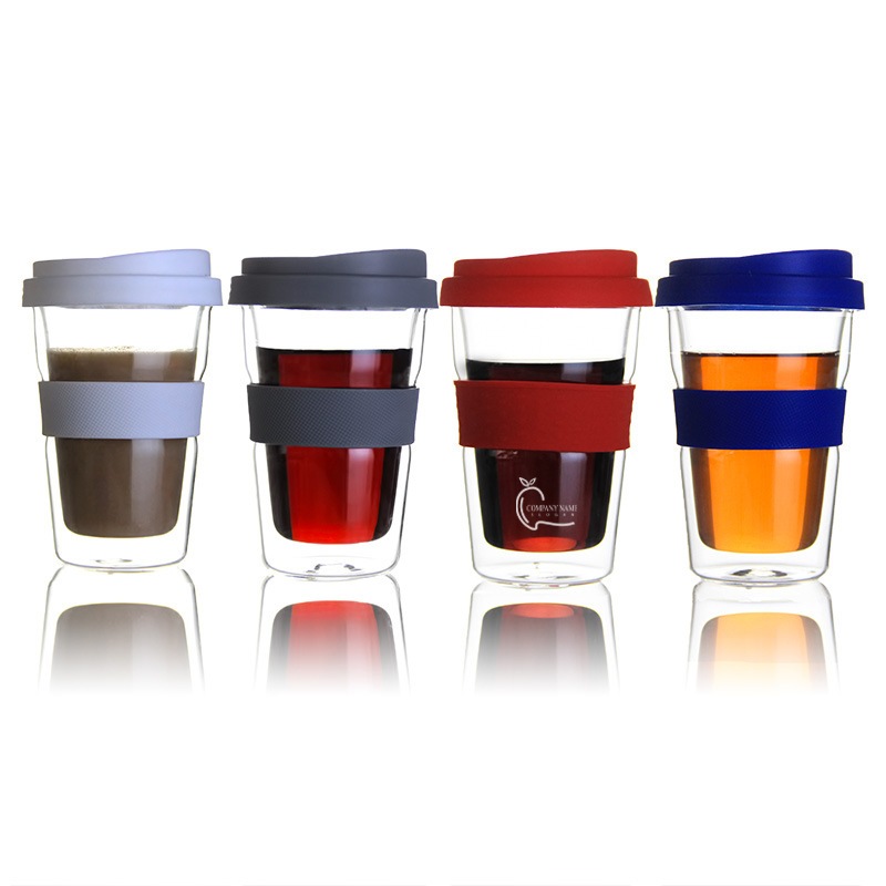 Double Wall Reusable Glass Travel Mug