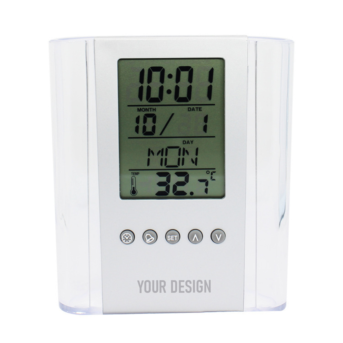 LCD Digital Alarm Clock Pencil Holder 1