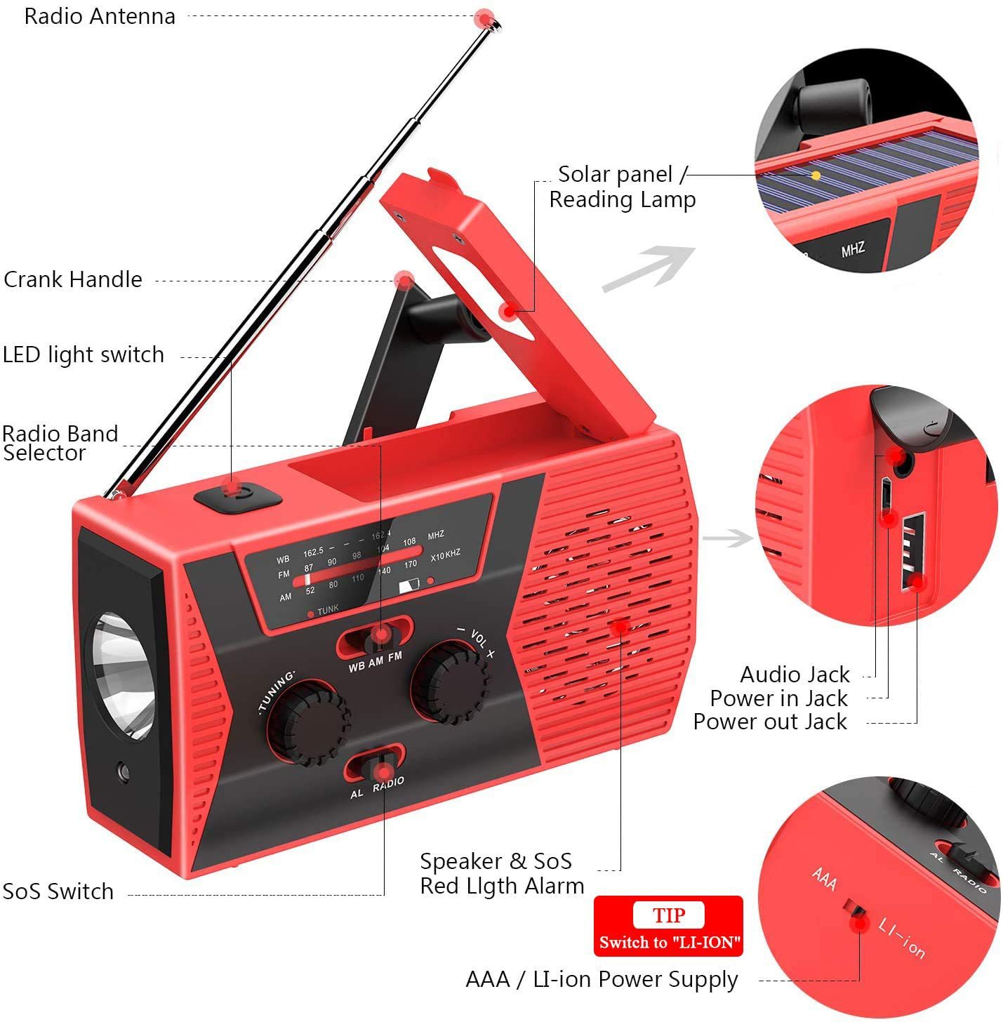 Solar Hand-Crank Radio With Flashlight 4