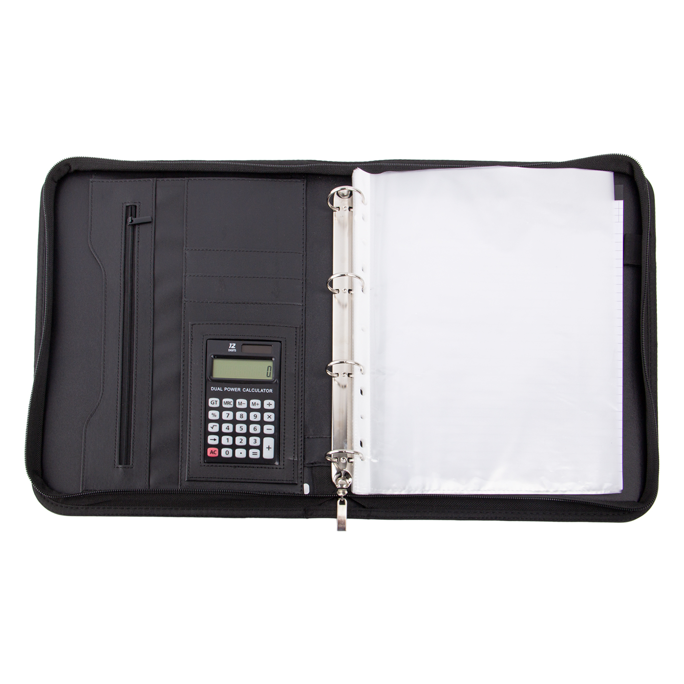 Zippered Ring Binder Padfolio With Calculator2