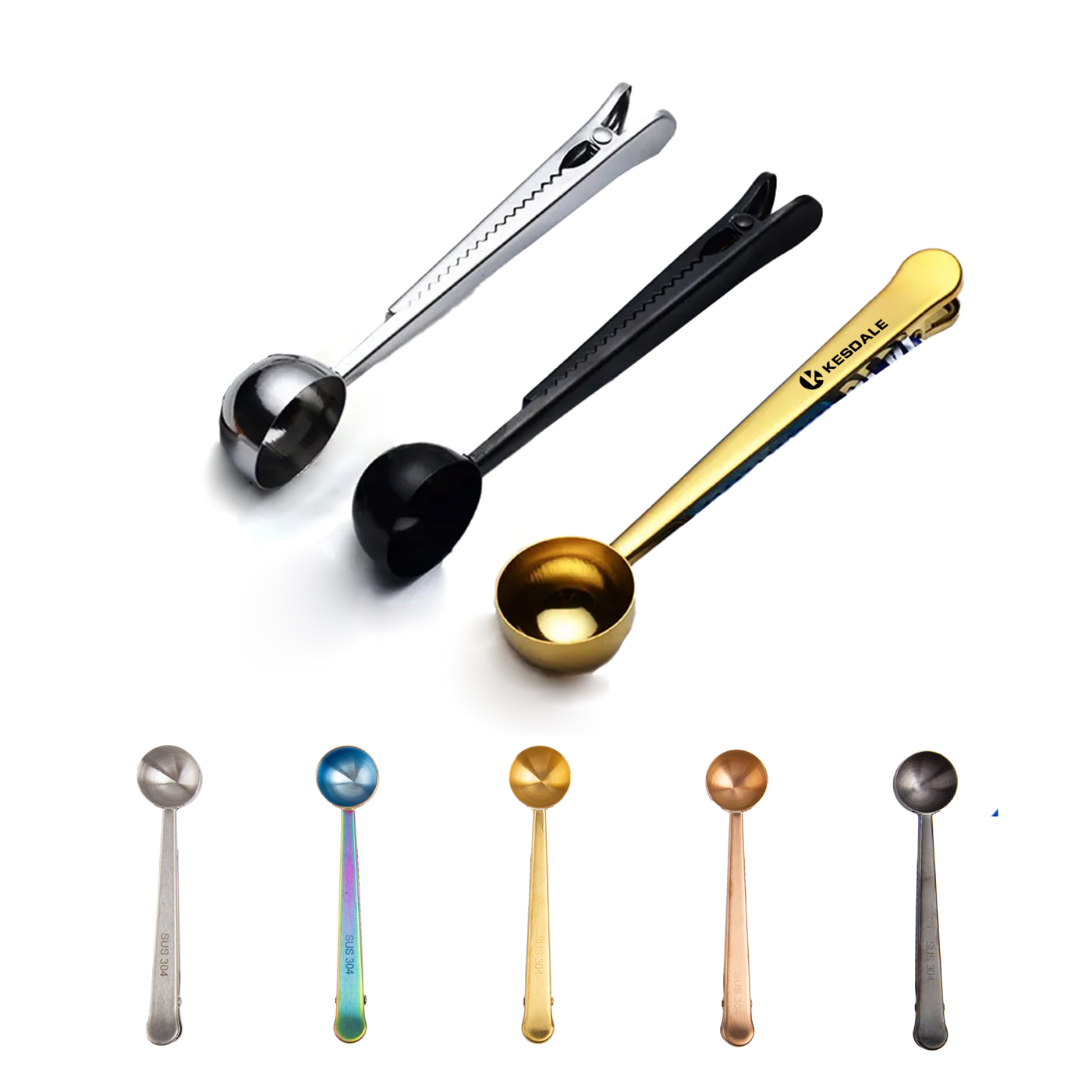 Stainless Steel Coffee Spoon With Clip