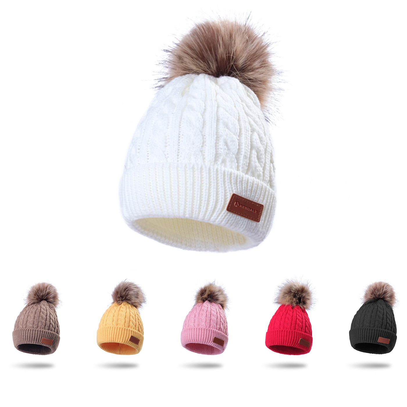 Children Knitted Pompom Beanies 