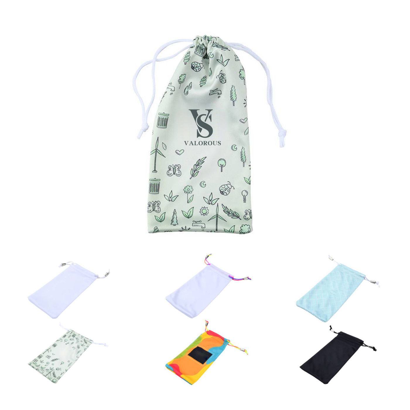 Customized RPET Drawstring Sunglasses Pouches