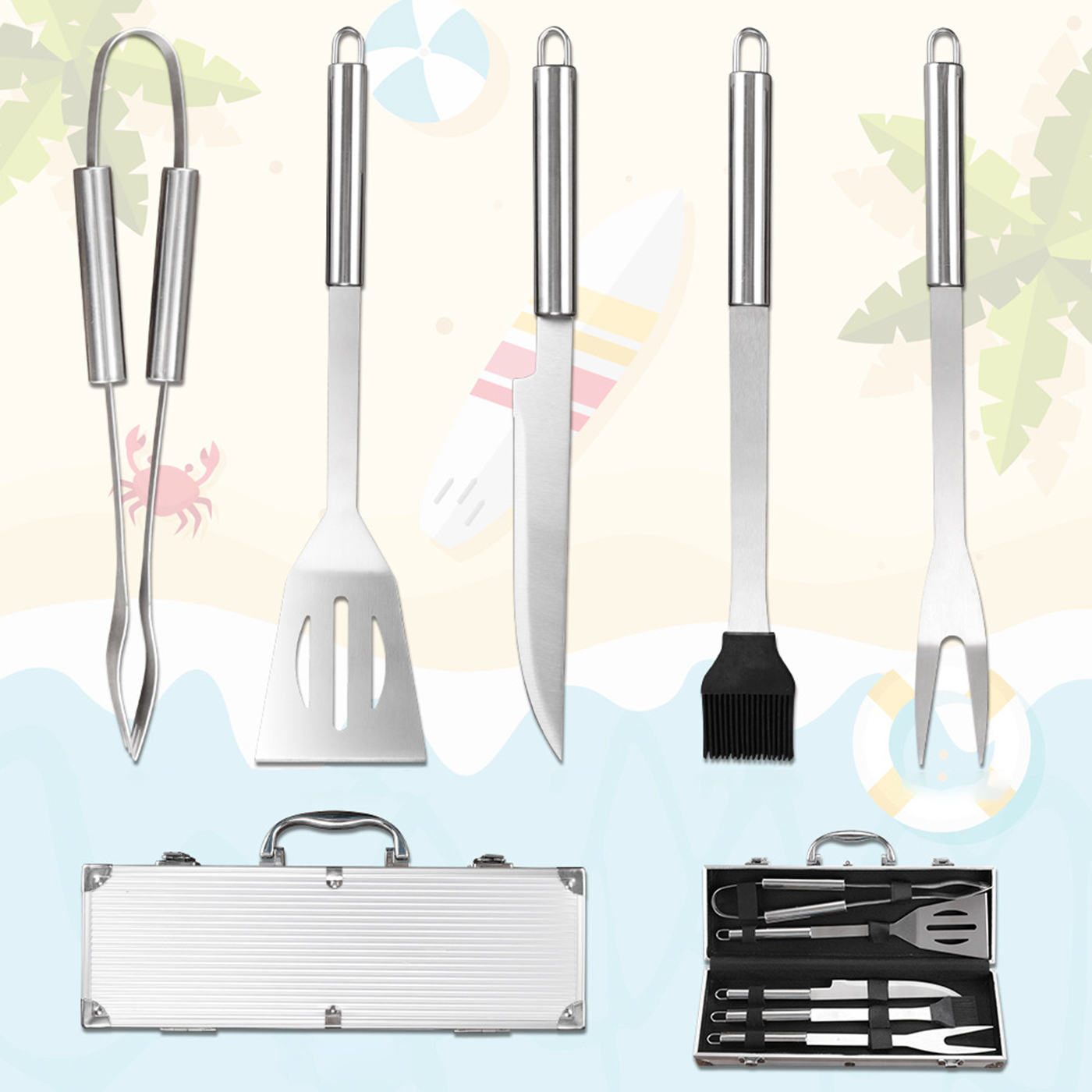 Stainless Steel Grill Tools With Aluminum Case2