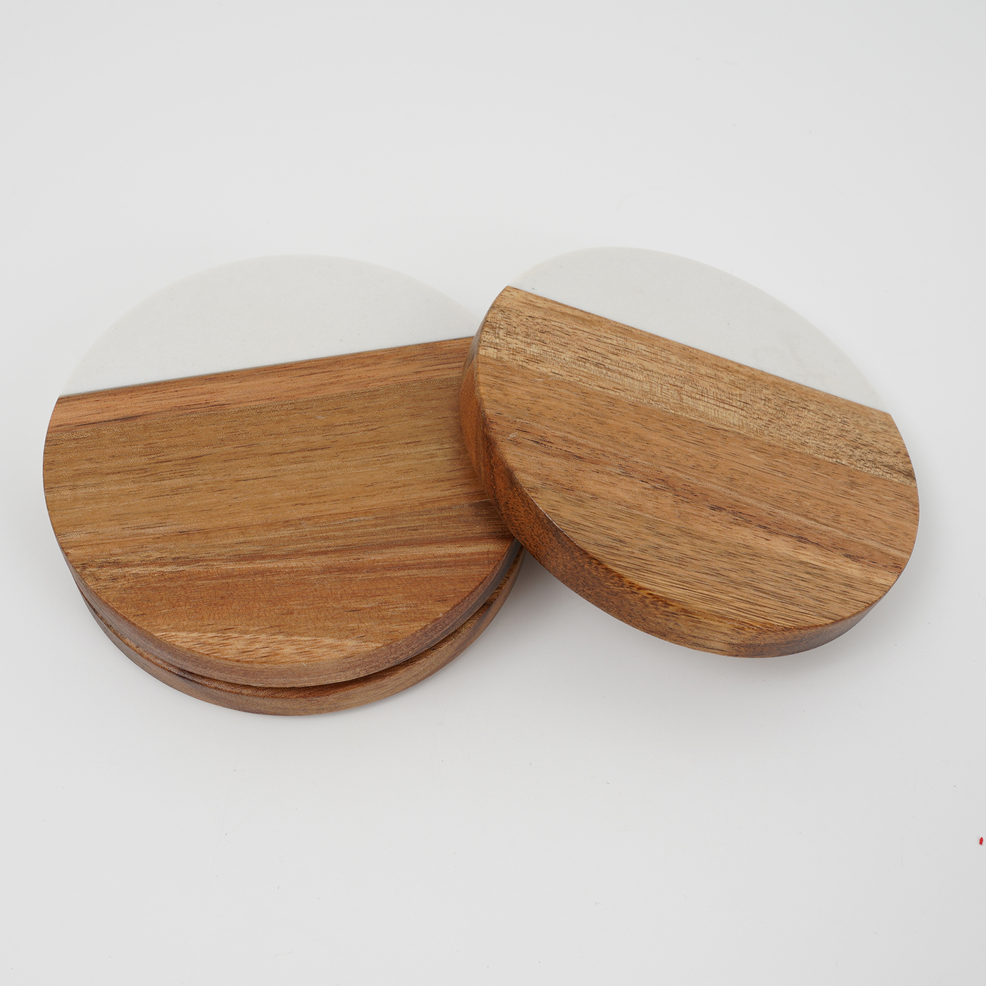 Personalized Round Wood & Marble Coaster2