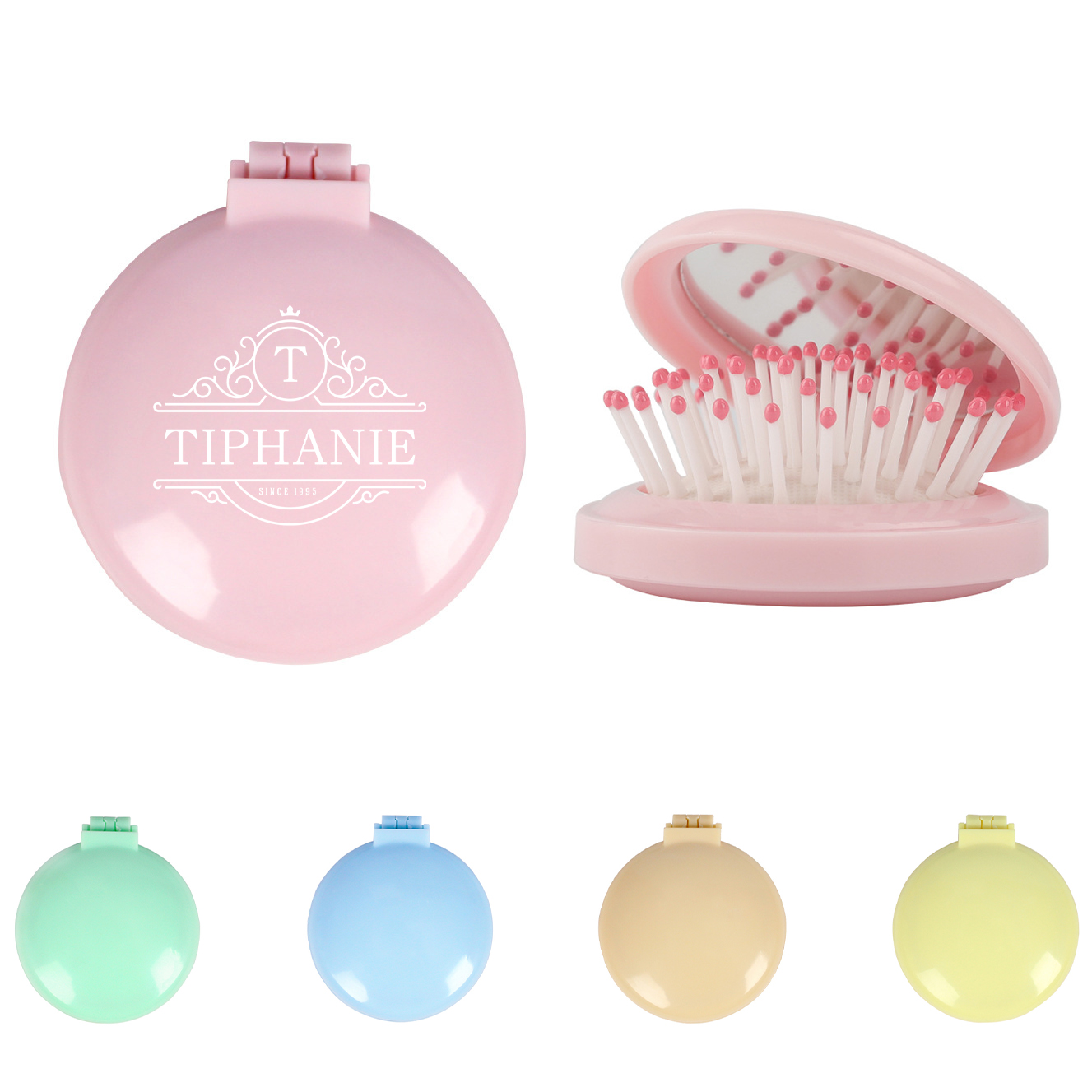 Folding Hair Brush With Mirror