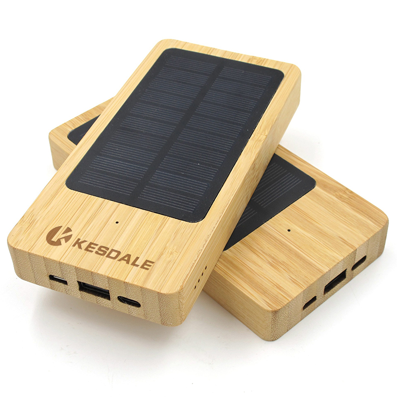 Powerbank Bamboo With Solar Panel