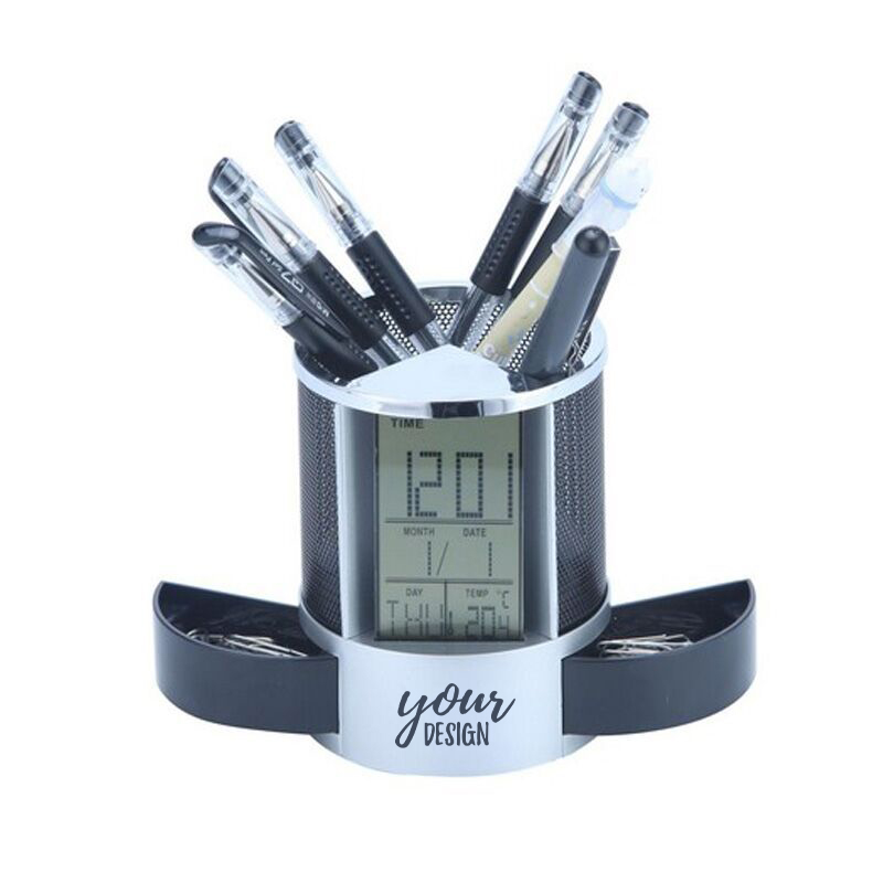  LCD Screen Alarm Clock Pen Holder1