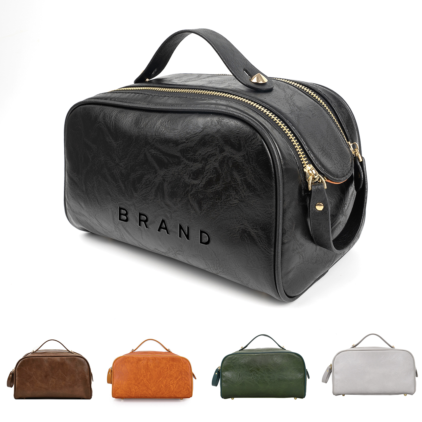 2 Pcs PU Leather Cosmetic Bag