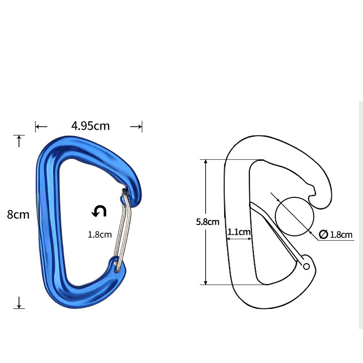 D Type Aluminium Alloy Carabiner Hooks3