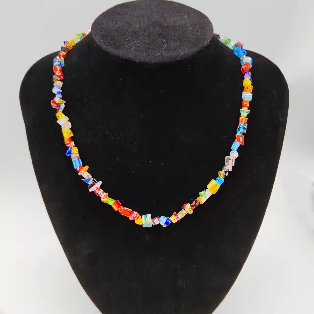 Colored Glass Beaded Necklace2