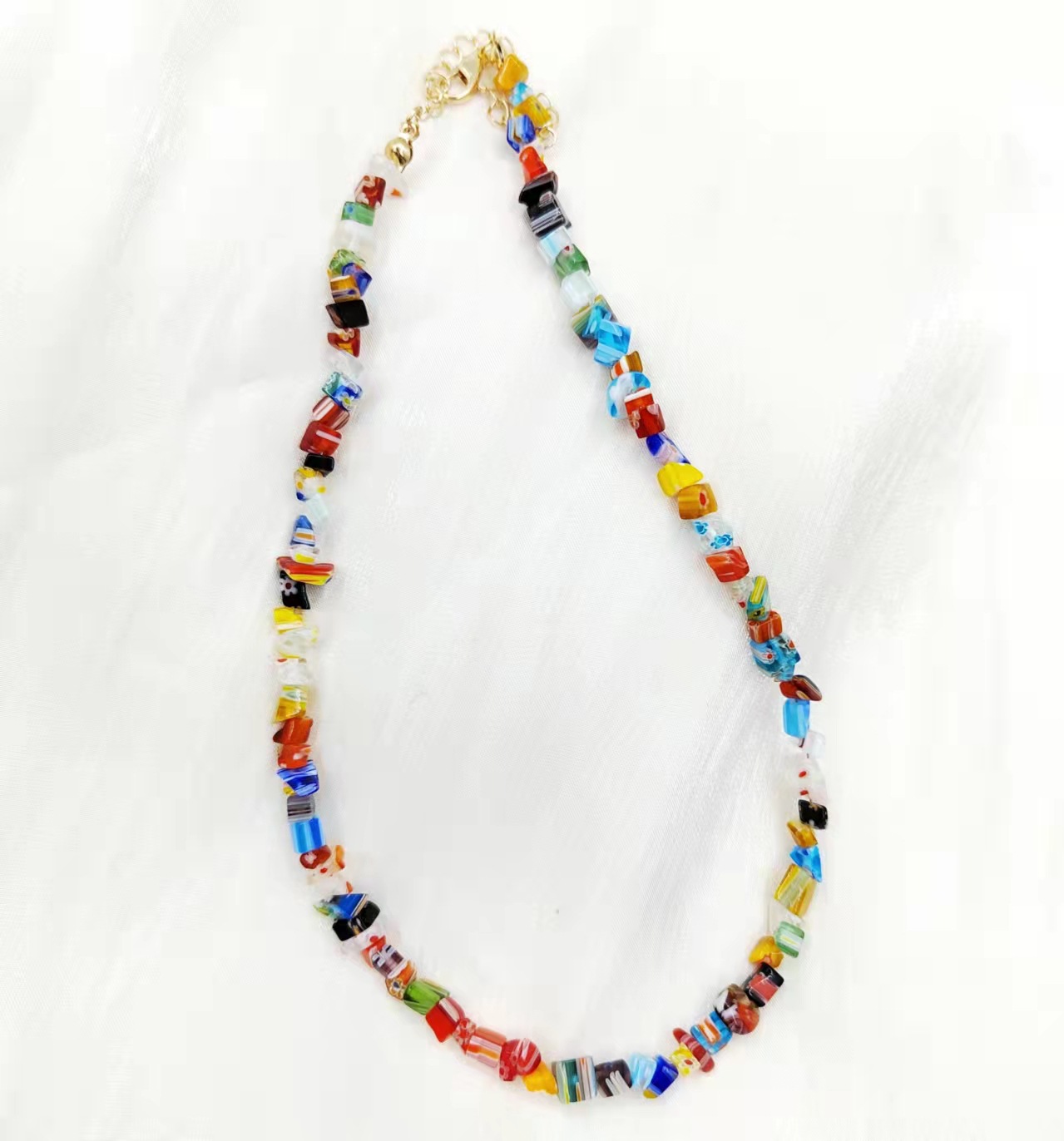 Colored Glass Beaded Necklace4