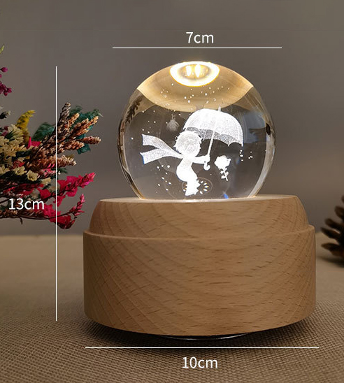 3D Crystal Ball Music Box With Warm Light 2