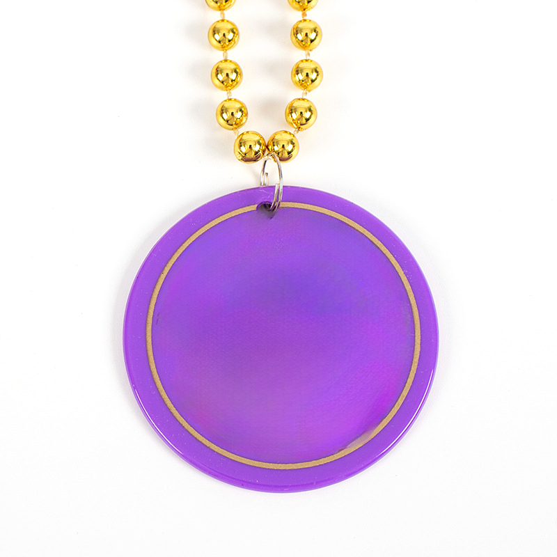Mardi Gras Bead Necklace With Inline Medallion2