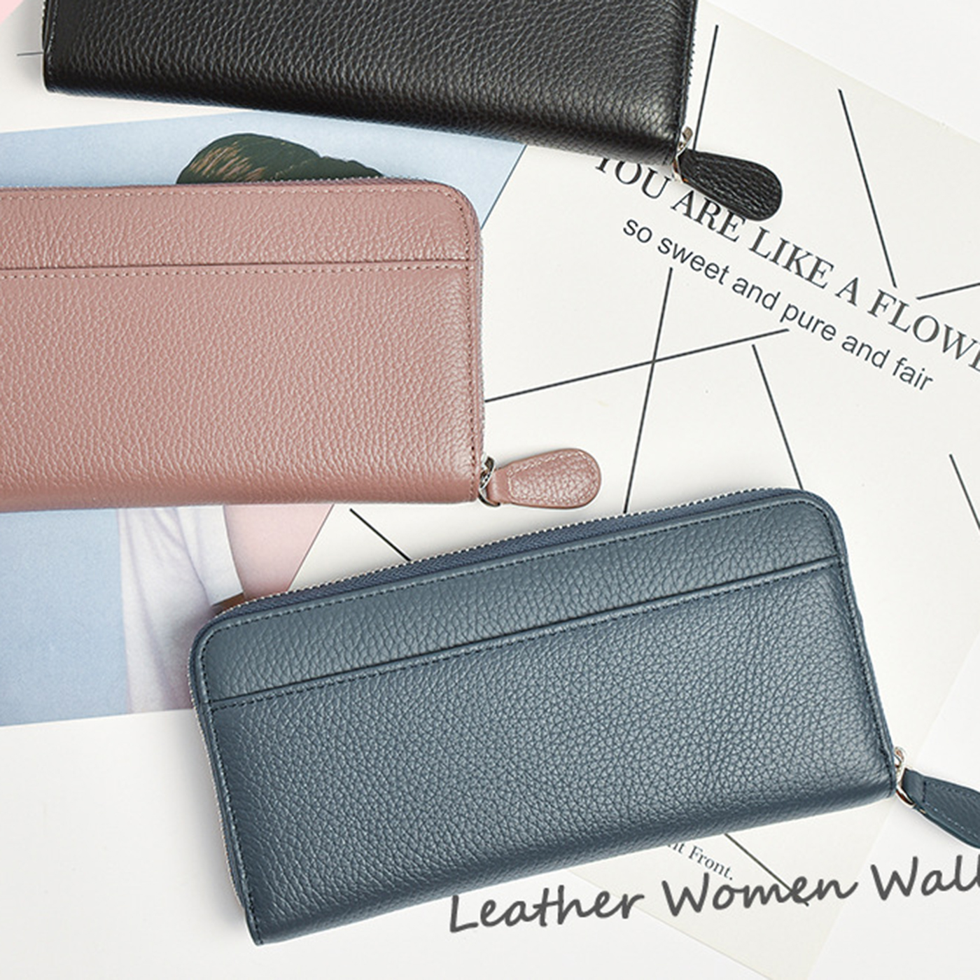 Women's RFID Blocking Leather Wallet3