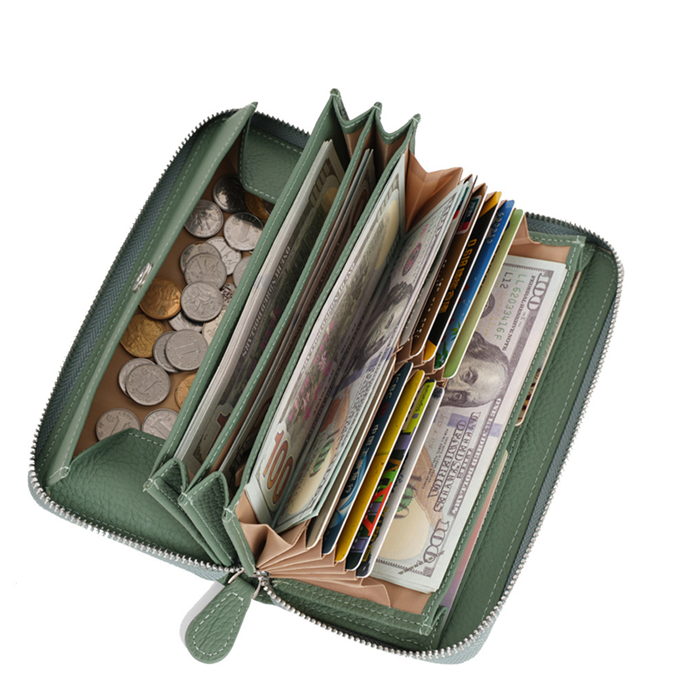 Women's RFID Blocking Leather Wallet2