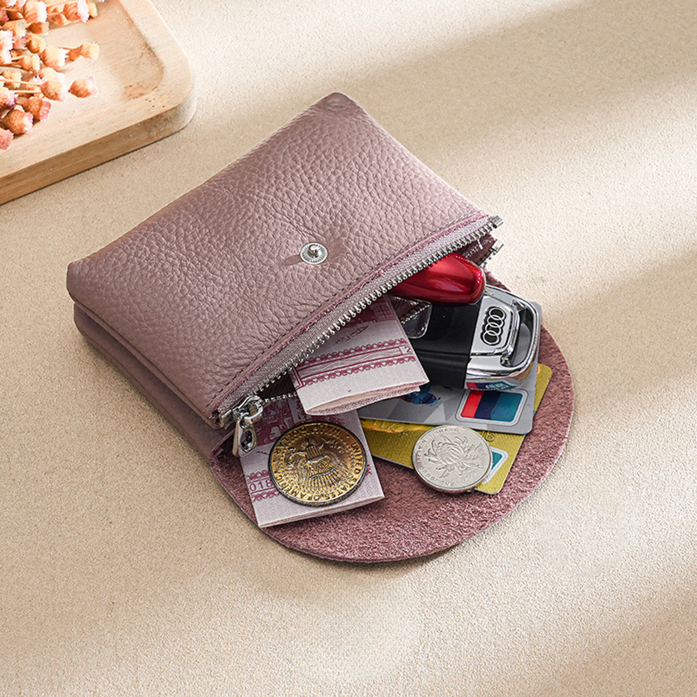 Leather Coin Purse With Snap3
