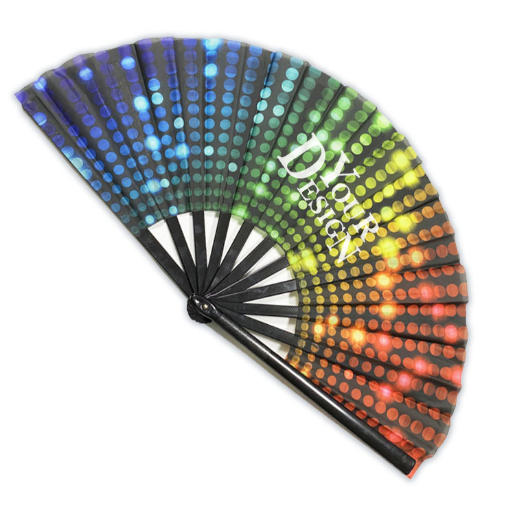 UV Glow Large Folding Hand Fan 2