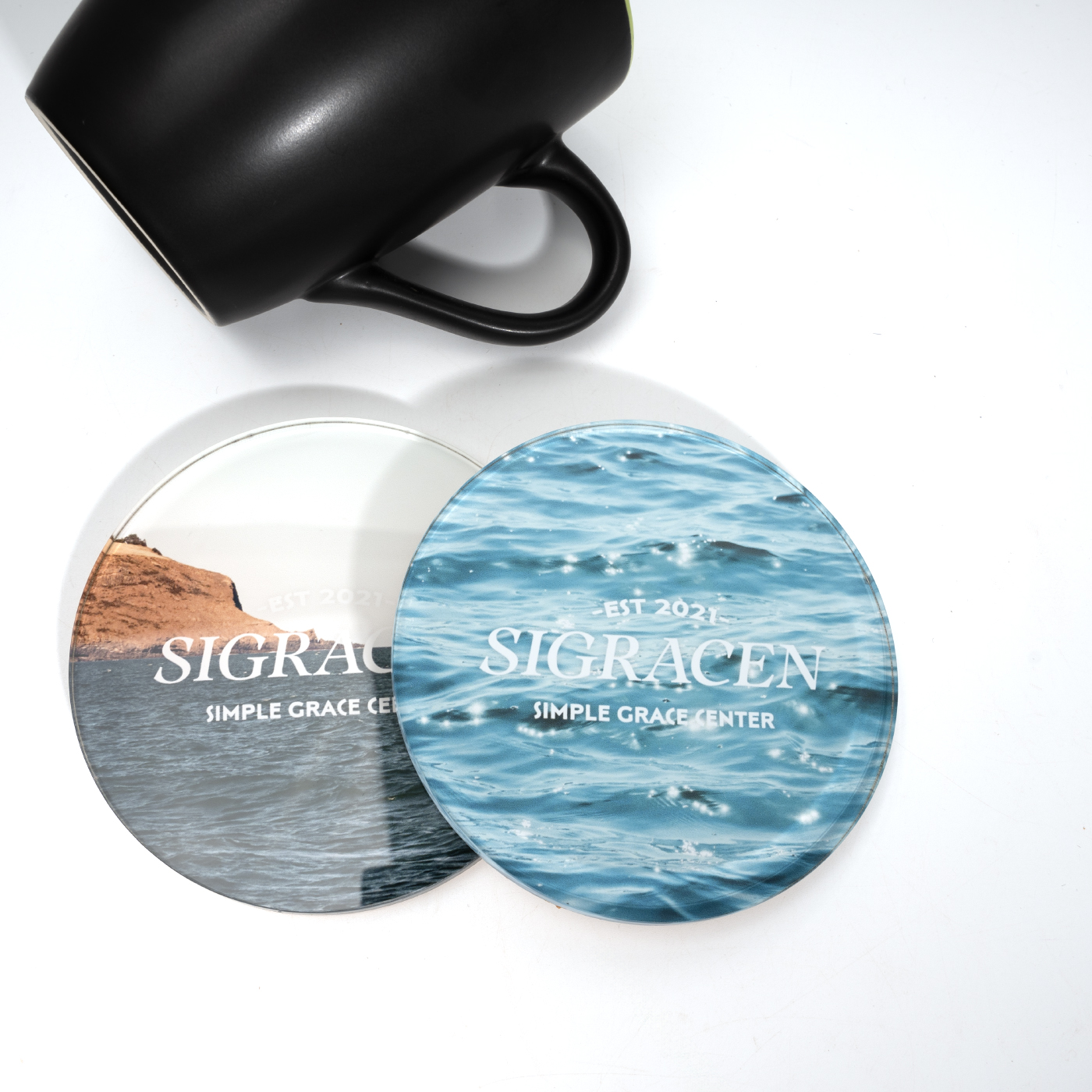 Acrylic Cork Coffe Coasters Set3