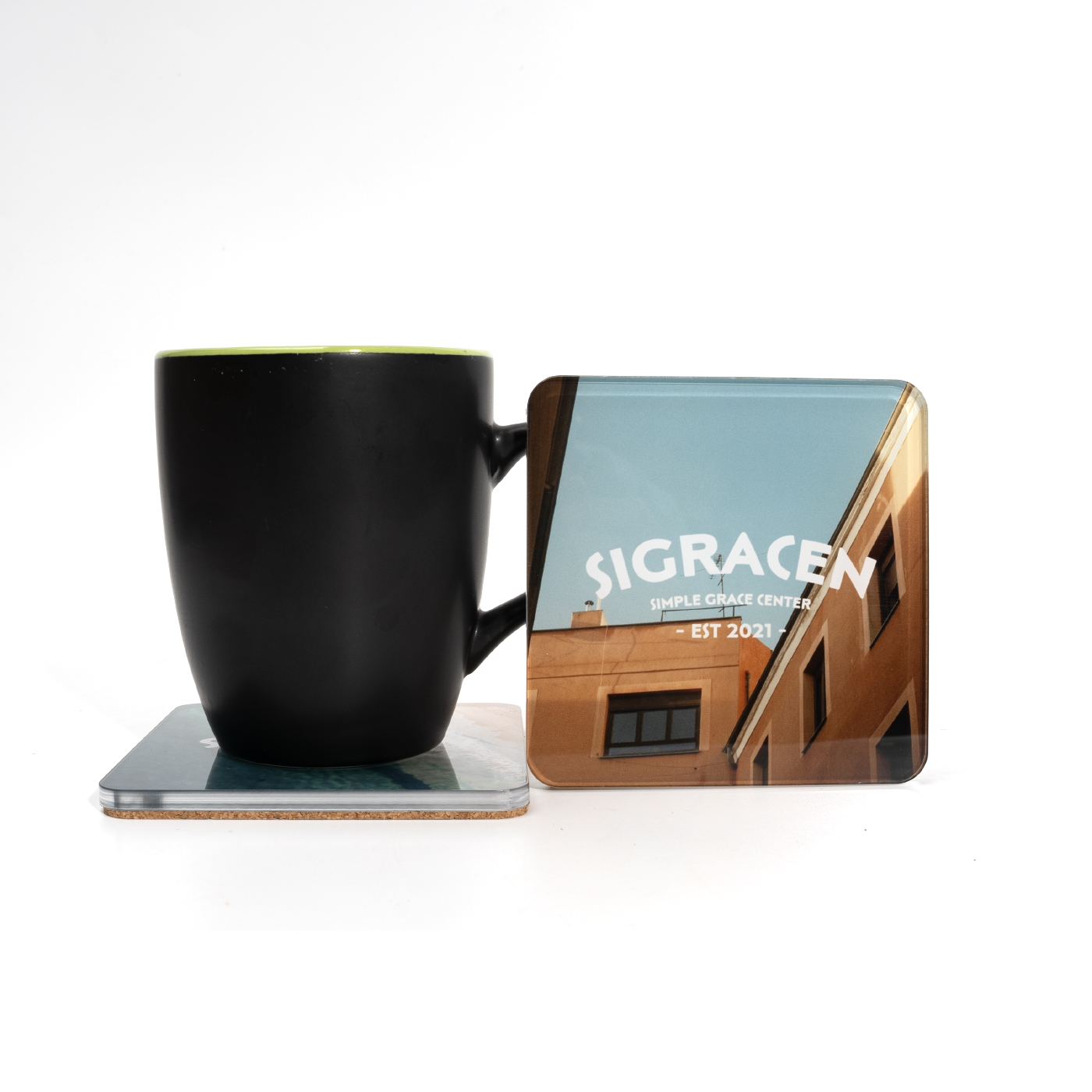 Acrylic Cork Coffe Coasters Set2