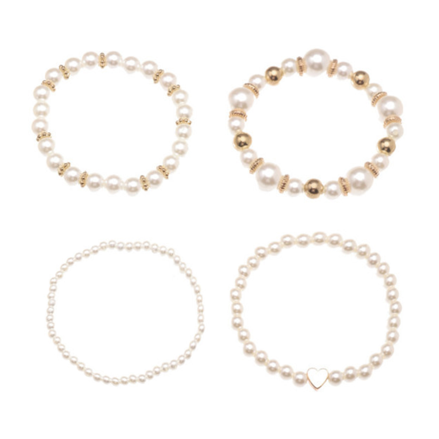 4Pcs Layered Elastic Pearl Bracelets