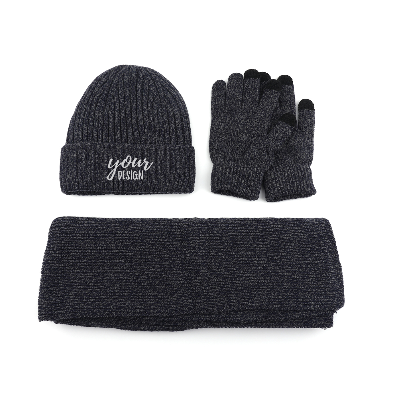 3 In 1 Beanie Scarf Gloves Set1