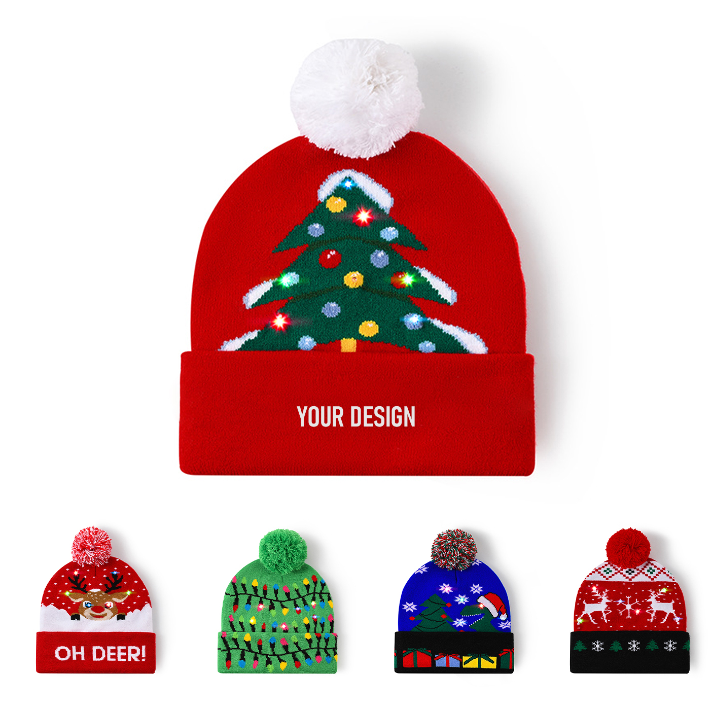 Personalized LED Knitted Christmas Beanie